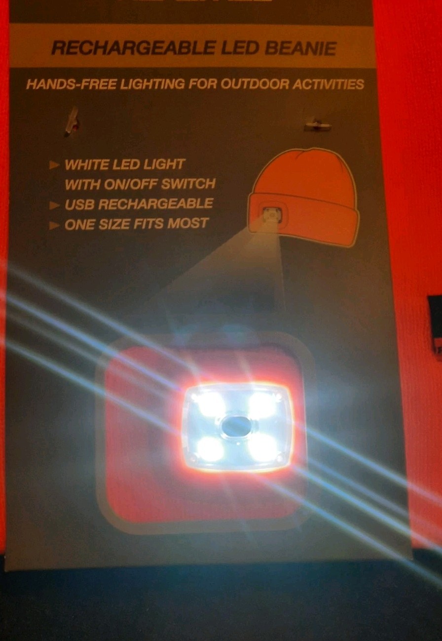 Realtree Rechargeable LED Beanie Orange Blaze Hunters Fluorescent Orange NWT