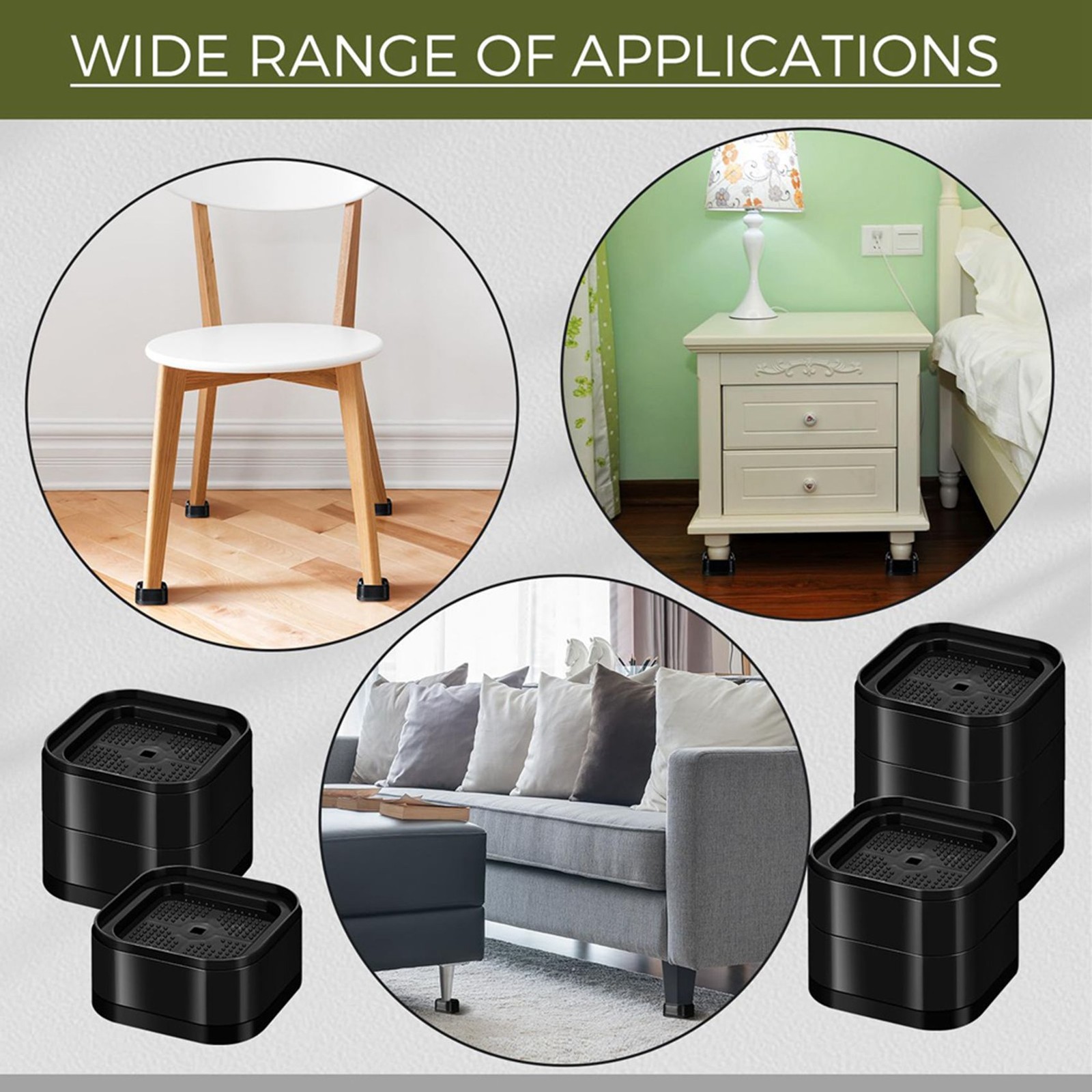 Furniture Risers Adjustable Bed Risers 1.38In Stackable Heavy Duty Bed9052