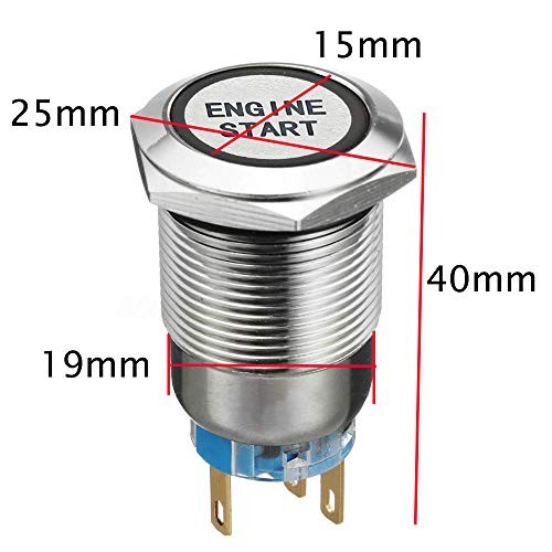 12V Car Vehicle Blue LED Light Headlight Push Button Metal Toggle Switch blue