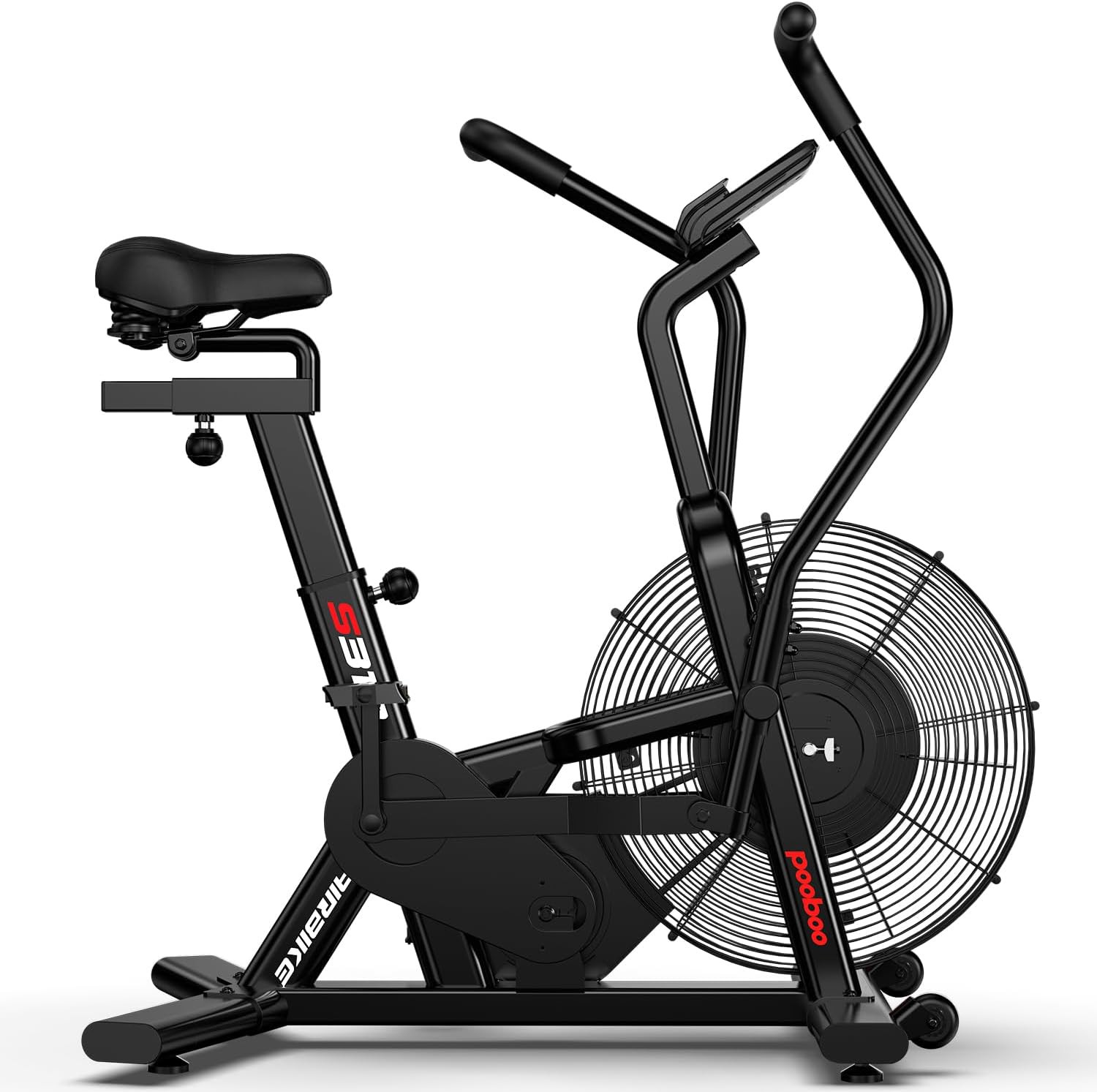 Pooboo Exercise Bike, Stationary Bike for Home Gym, Air Resistance Bluetooth Fan