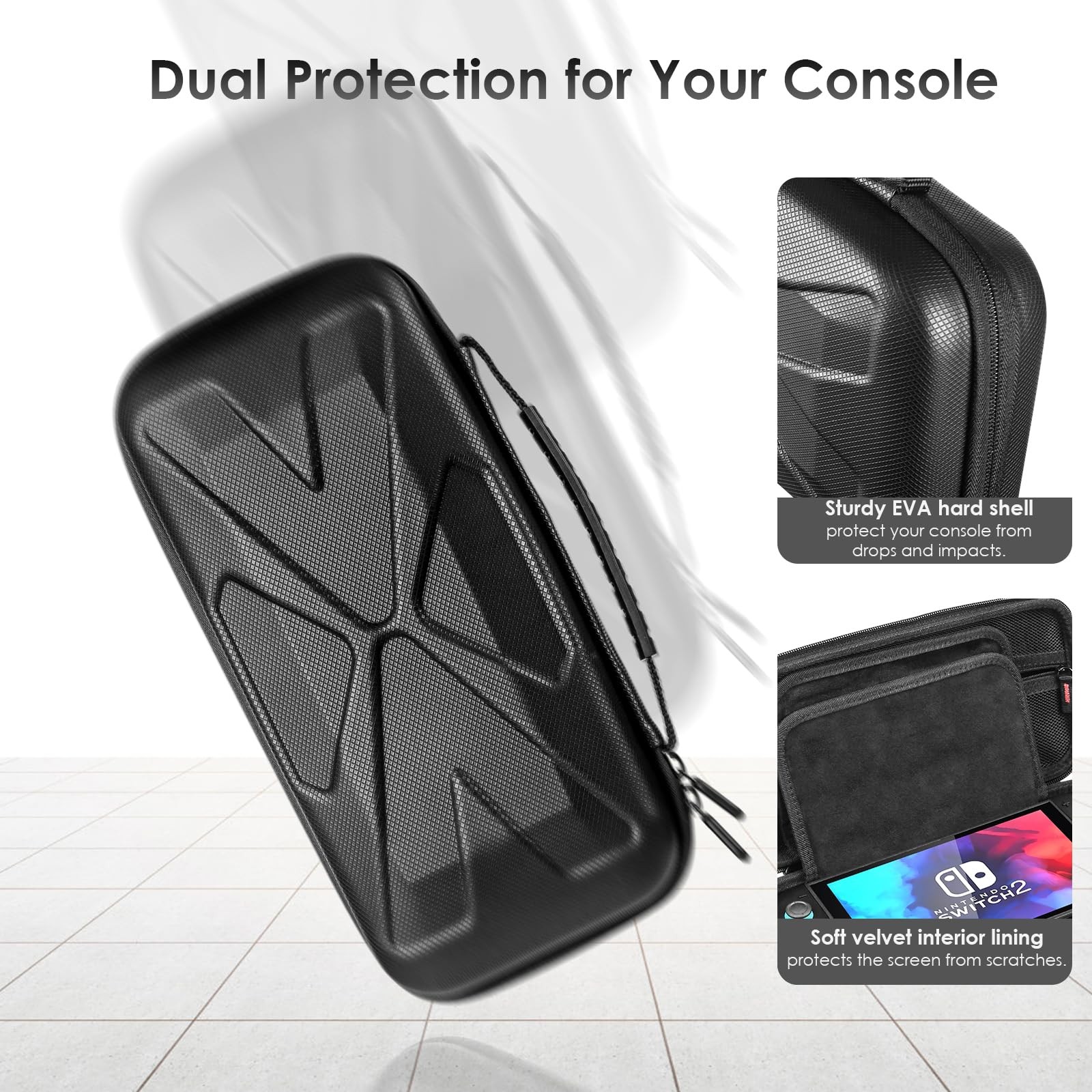 Black Portable Carrying Case for Nintendo Switch 2 2025