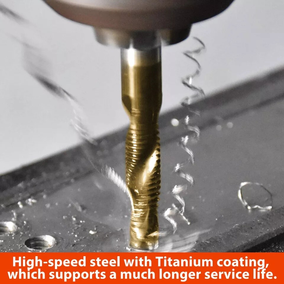 12PCS 1/4" HSS Hex Shank Titanium Plated Screw Thread Drill Bits Set M3-M10 Tap