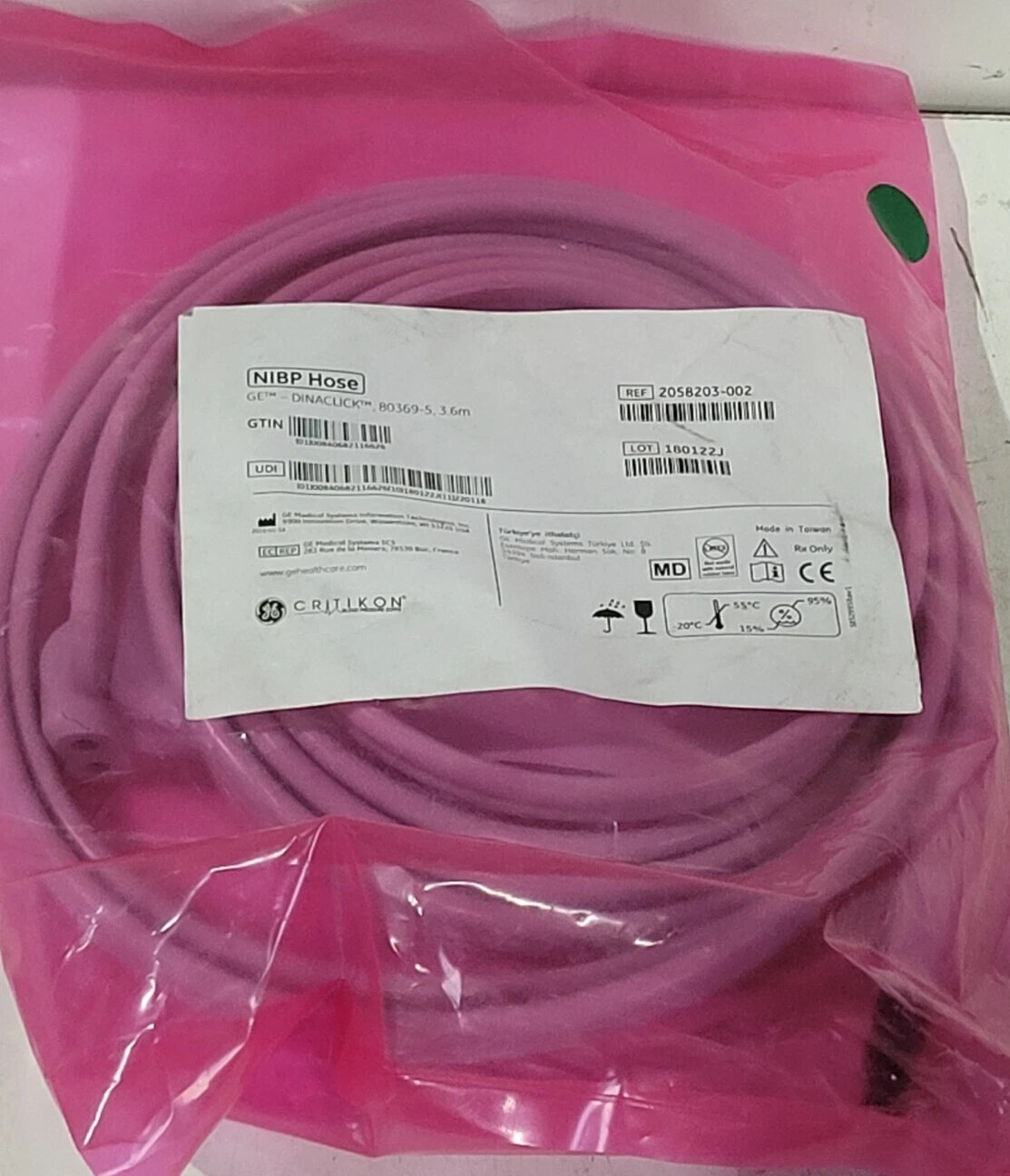 GE Critikon 3.6M NIBP Hose 2058203-002 Dinaclick