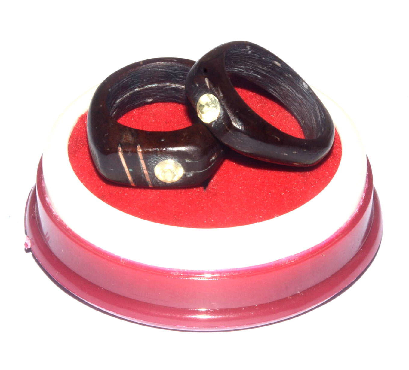 Couple ring made of coconut shell white stones Girls and Boys Birthday Gift