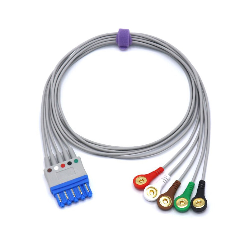 Compatible Philips M1644A 5 Leads Snap ECG EKG Leadwires Cable VM8, M Models