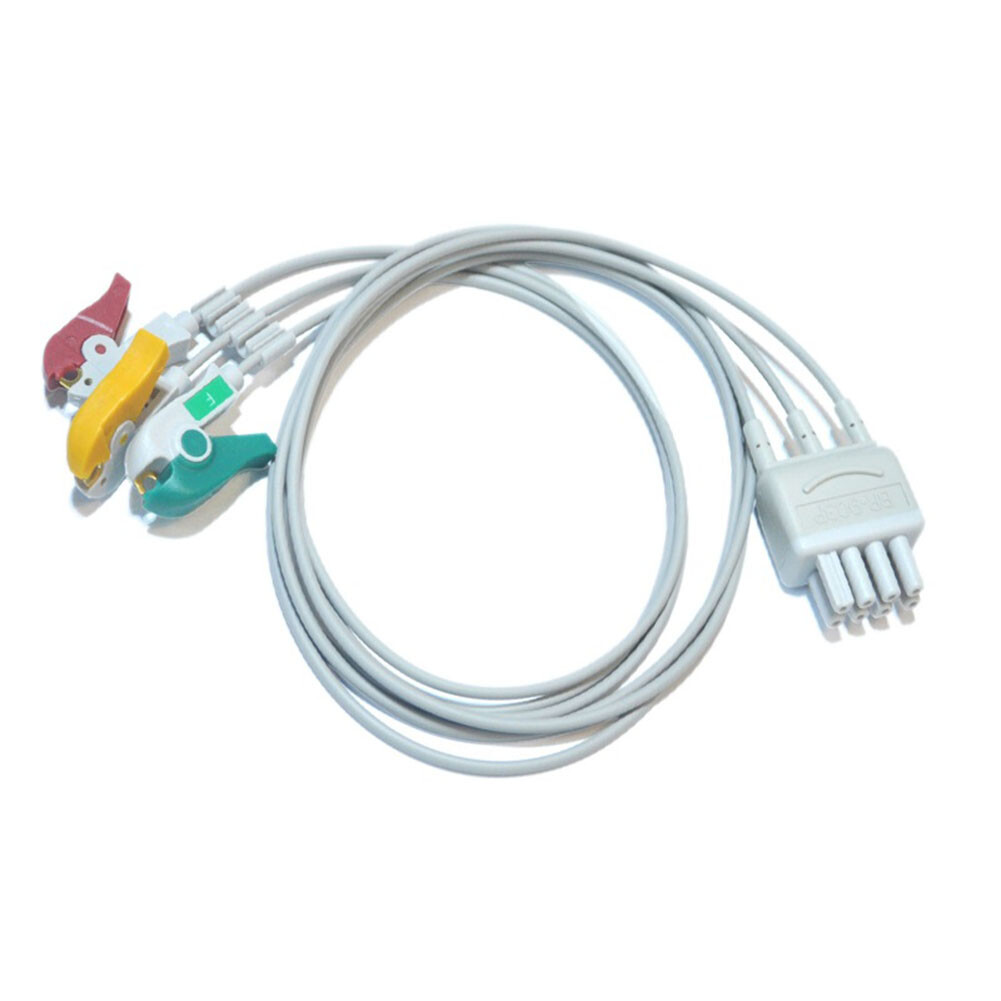 For Nihon Kohden BR-903P 3 Lead ECG Cable Lead wires 8-pin Clip Compatible