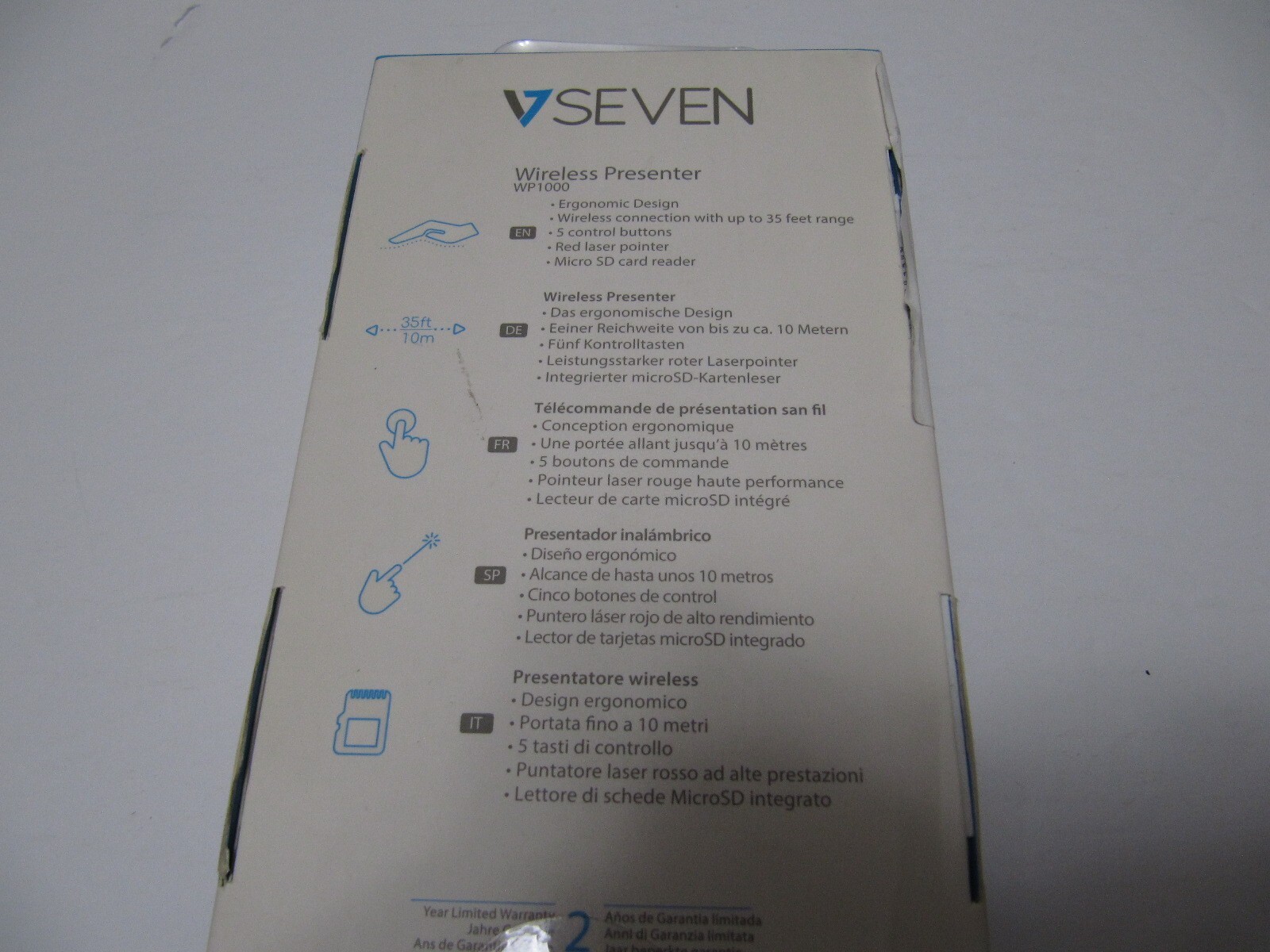 V7 Professional Wireless Presenter Laser Pointer 35Ft. Reach WP100024G19NB