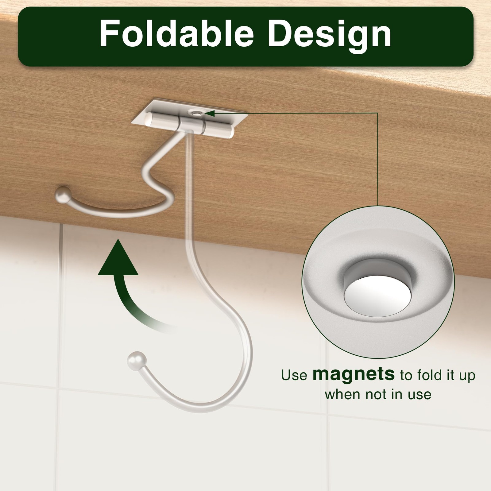 Banana Hanger Hook Under Cabinet - Stainless, Adhesive, Holds 13 LB, 2 Pack