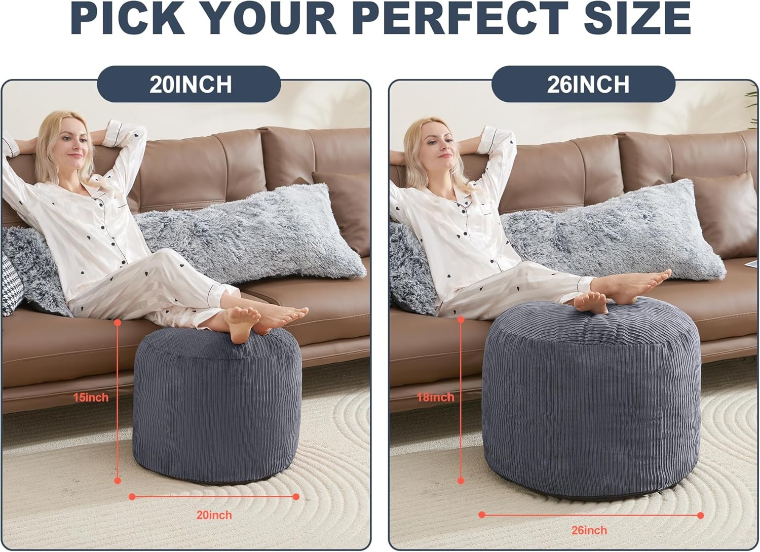 Pouf Ottoman Foot Stools Ottoman W/ Foam Small Corduroy Ottomans Living Room
