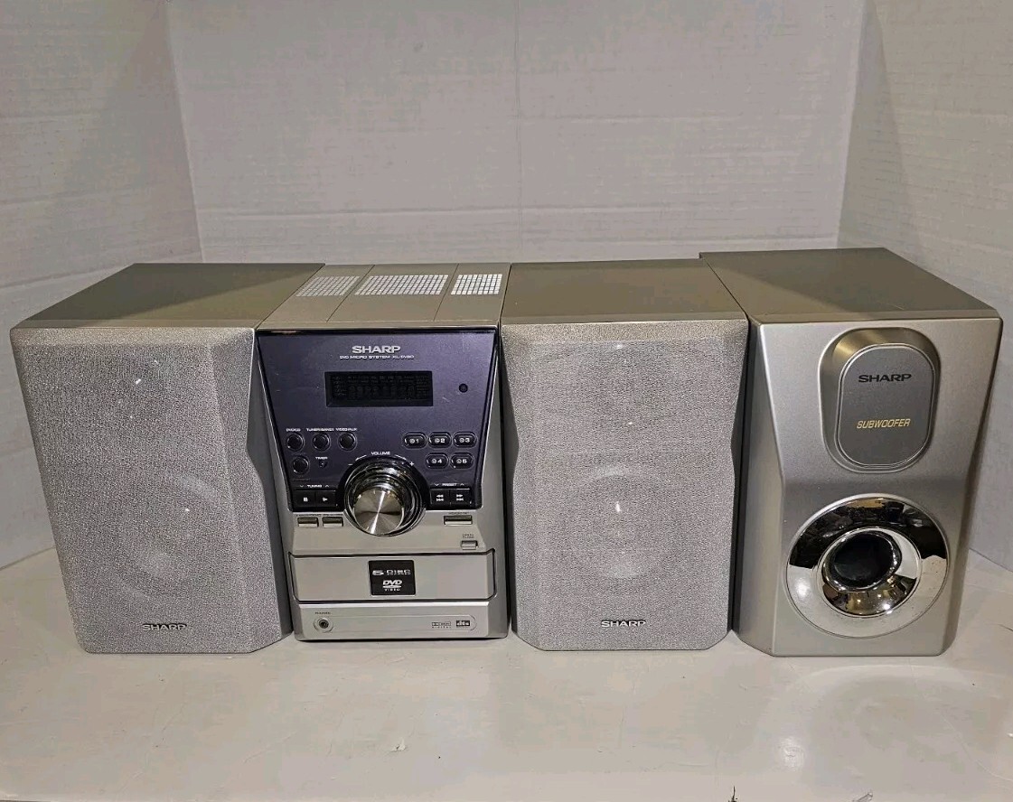 Sharp XL-DV60 Music System Super Woofer 5 Disk CD/DVD Changer, Tested Works!