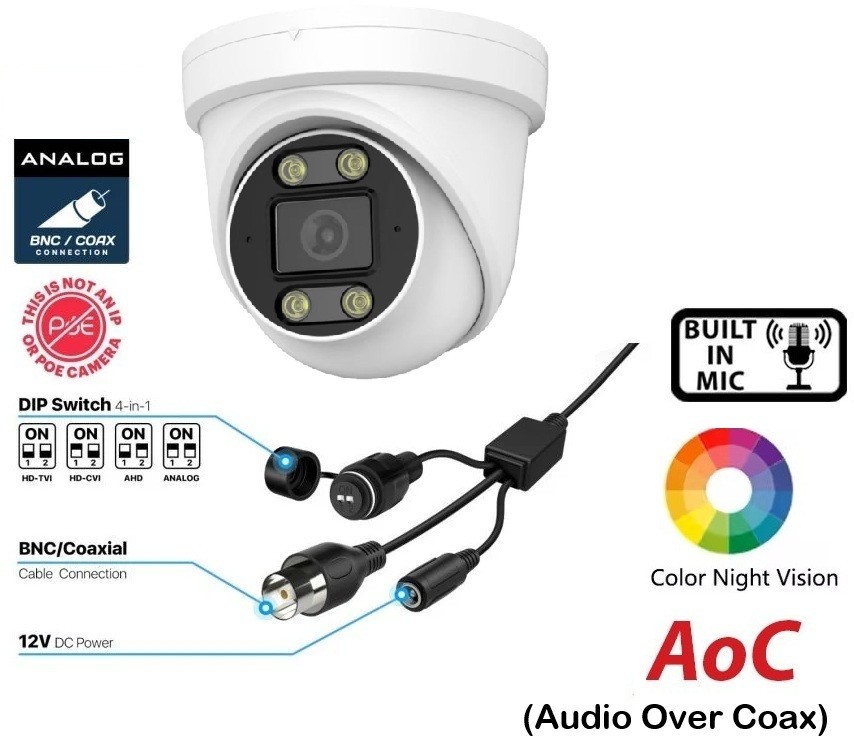5MP CCTV HD Analog 24/7 Full Color Outdoor Camera 2.8mm Lens (TVI/AHD/CVI/NTSC)