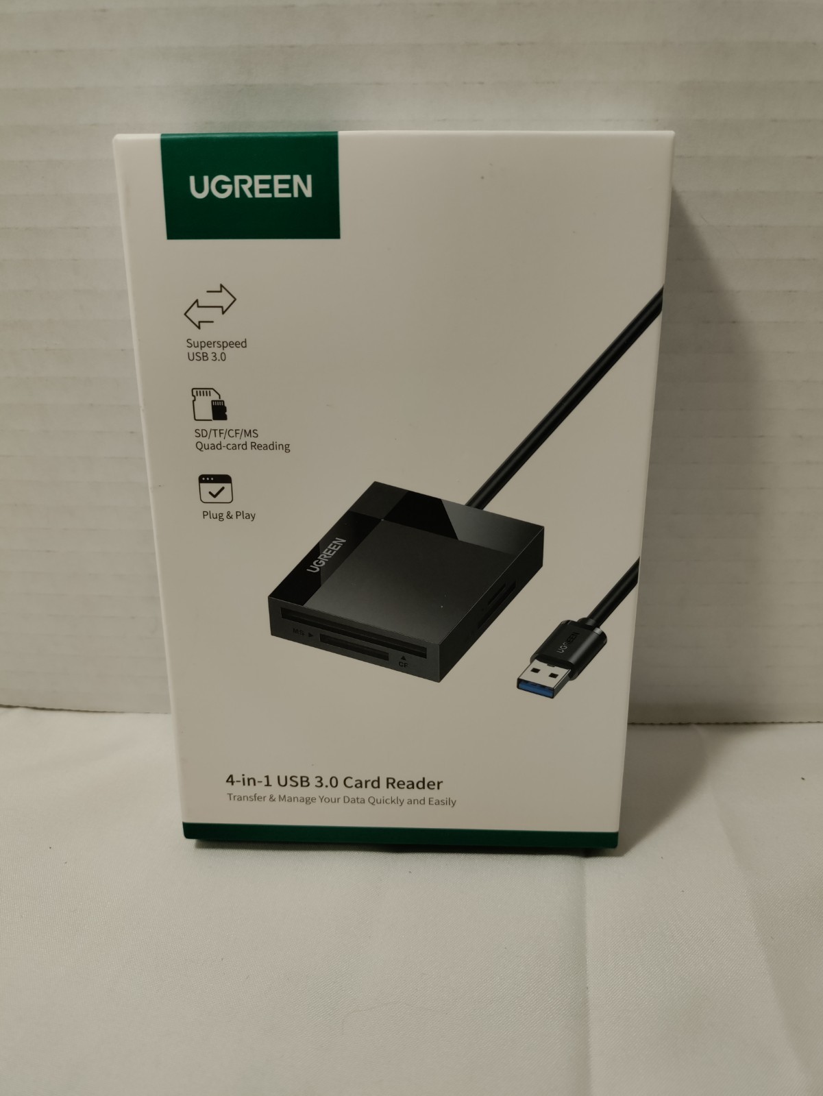 UGREEN 4-in-1 USB 3.0 Card Reader SD, TF, MS, CF Black-NEW