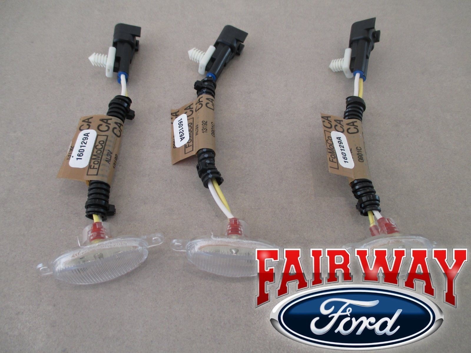 10 thru 14 F-150 OEM Ford Raptor Front Grille Running Light Marker Lamp Set of 3