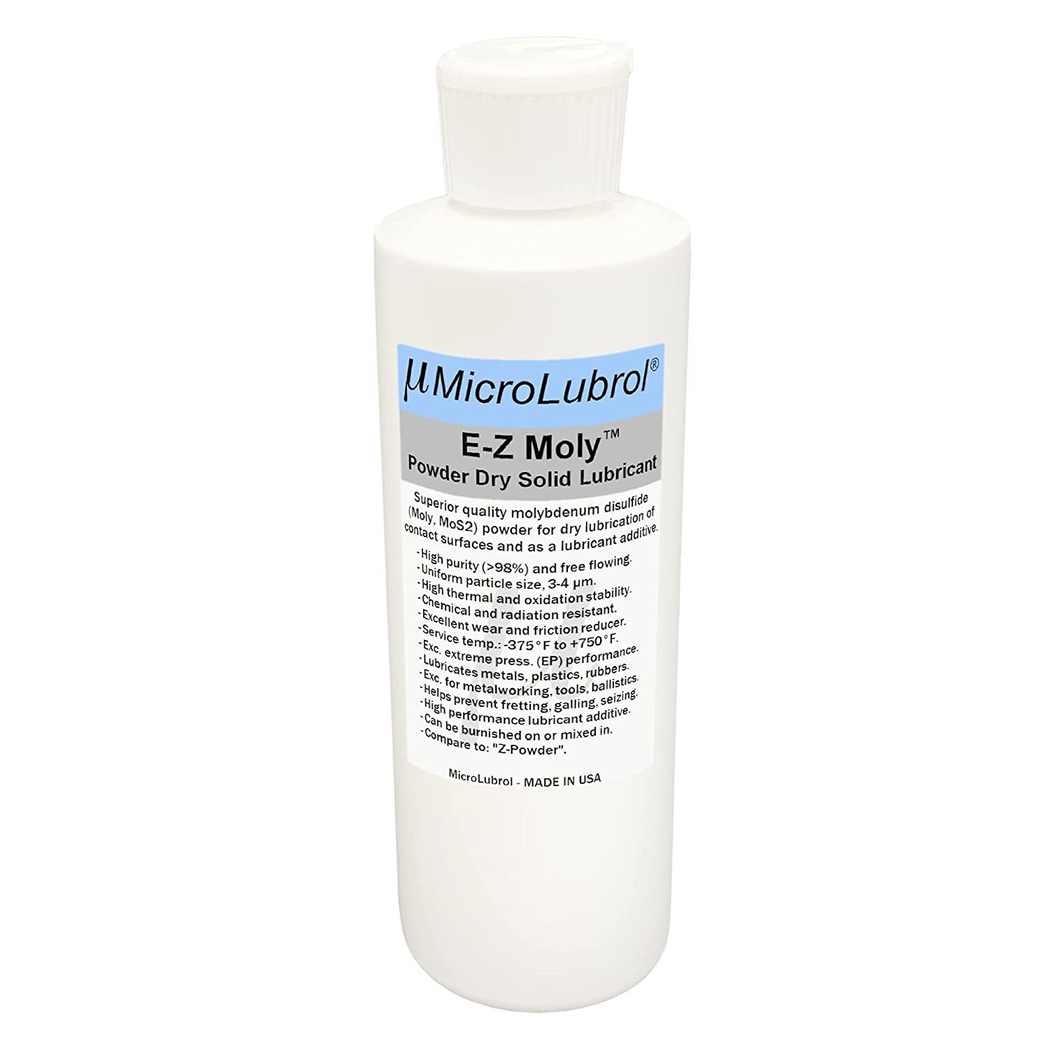 MicroLubrol E-Z Moly Powder 2oz Dry Lubricant 100% Molybdenum Disulfide MIL-7866