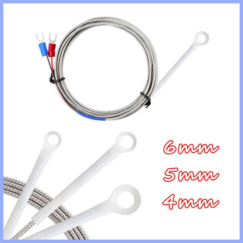 K-Type Thermocouple Probe Temperature Sensor Ring Washer Terminal Head 4/5/6 mm