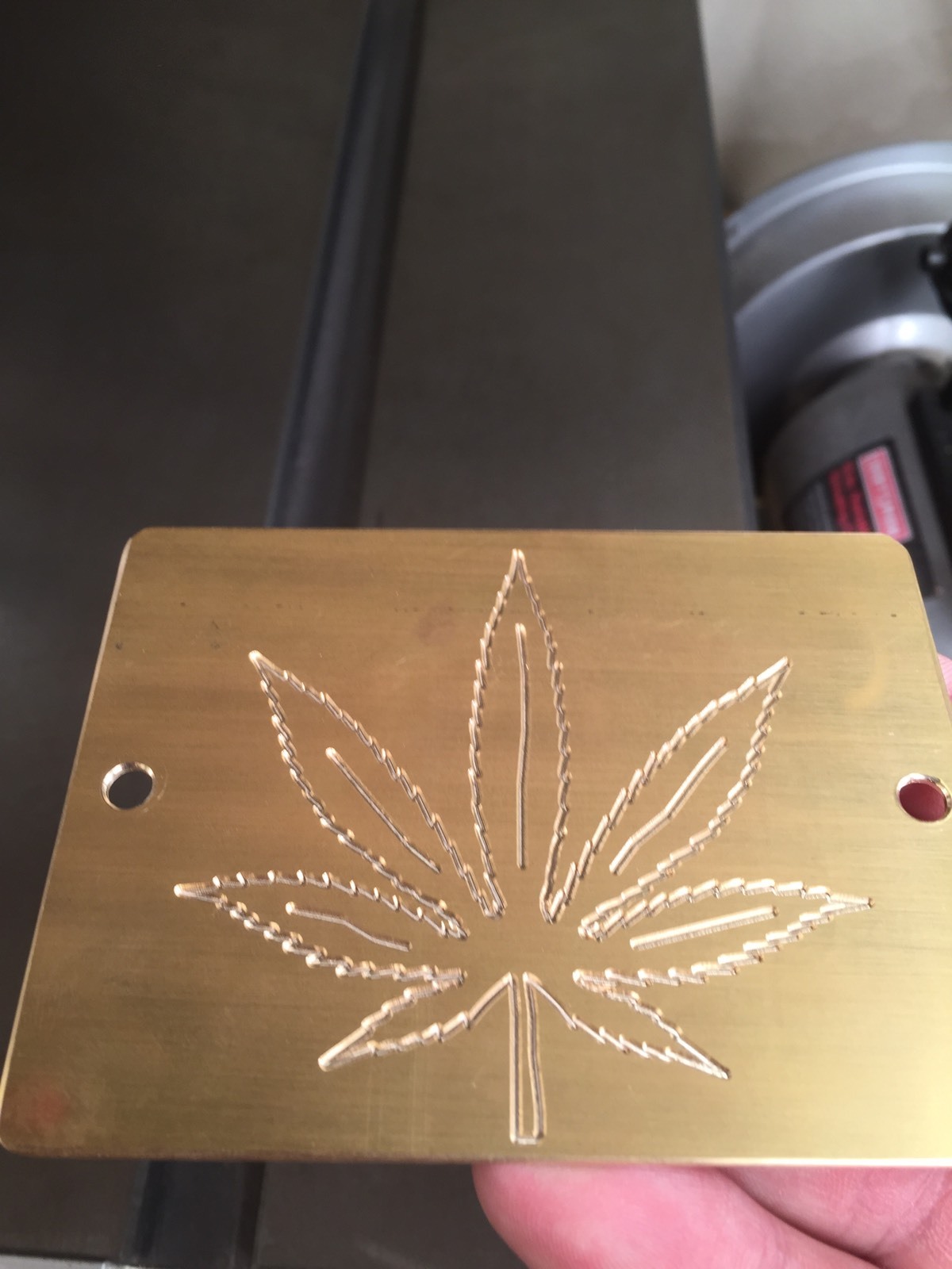 MEDIUM POT LEAF MARIJUANA SOLID BRASS ENGRAVING PLATE FOR NEW HERMES FONT TRAY