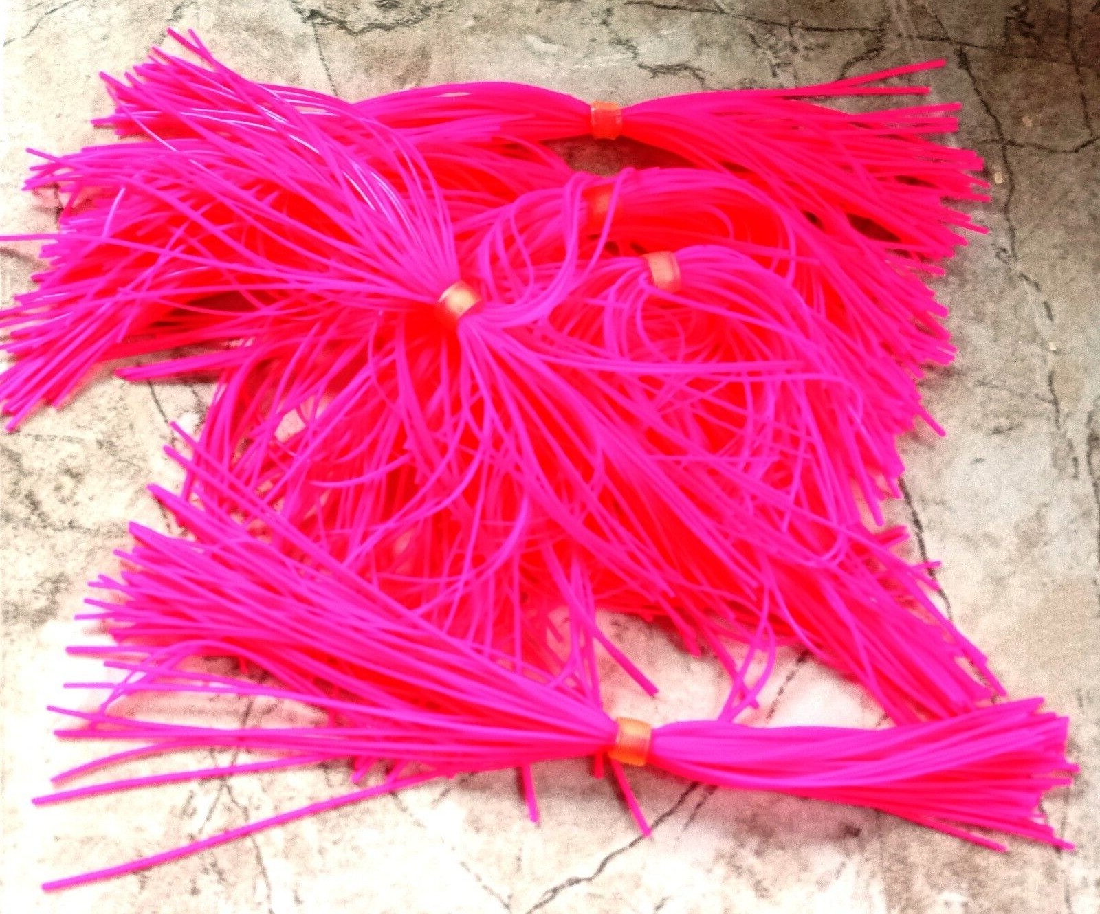 NEW 10 HOT ELECTRIC PINK BIOSILK BANDED SKIRTS FOR FISHING LURES