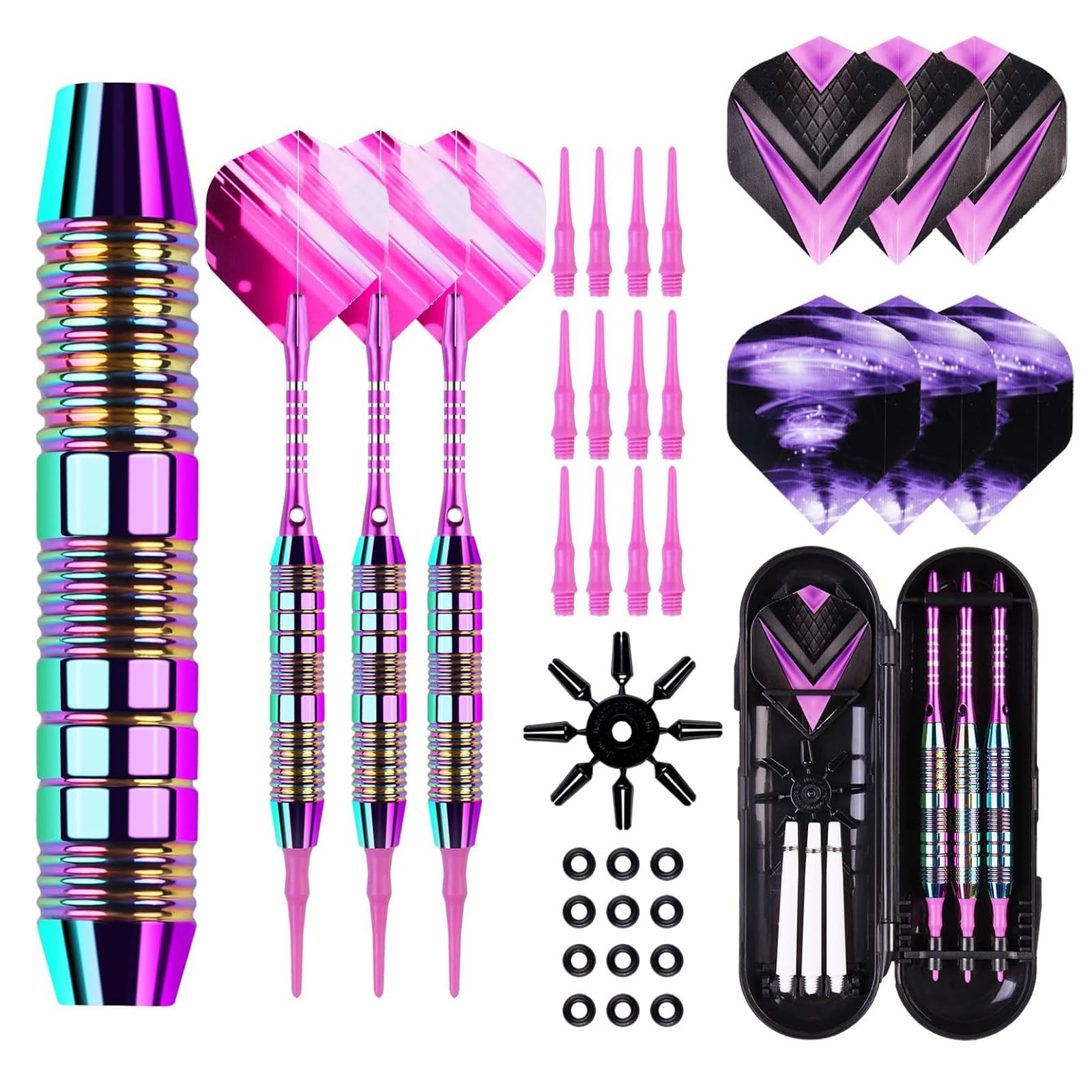 Livoanah Soft Tip Darts Set - Plastic Sets, 3Pack Purple