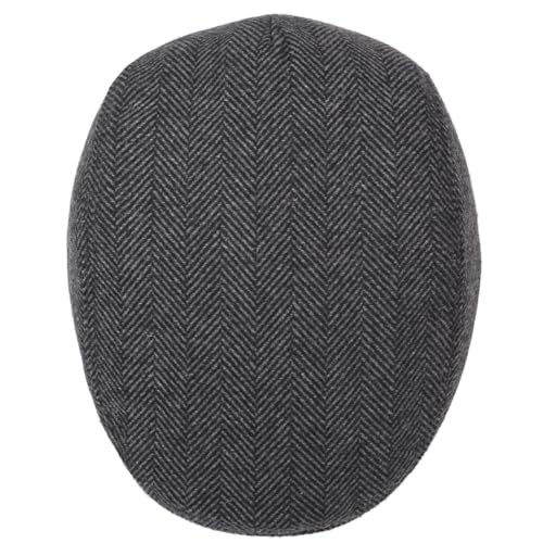 Men's Newsboy Hat with Earflaps Flat Ivy Cap Cabbie One Size Grey Herringbone