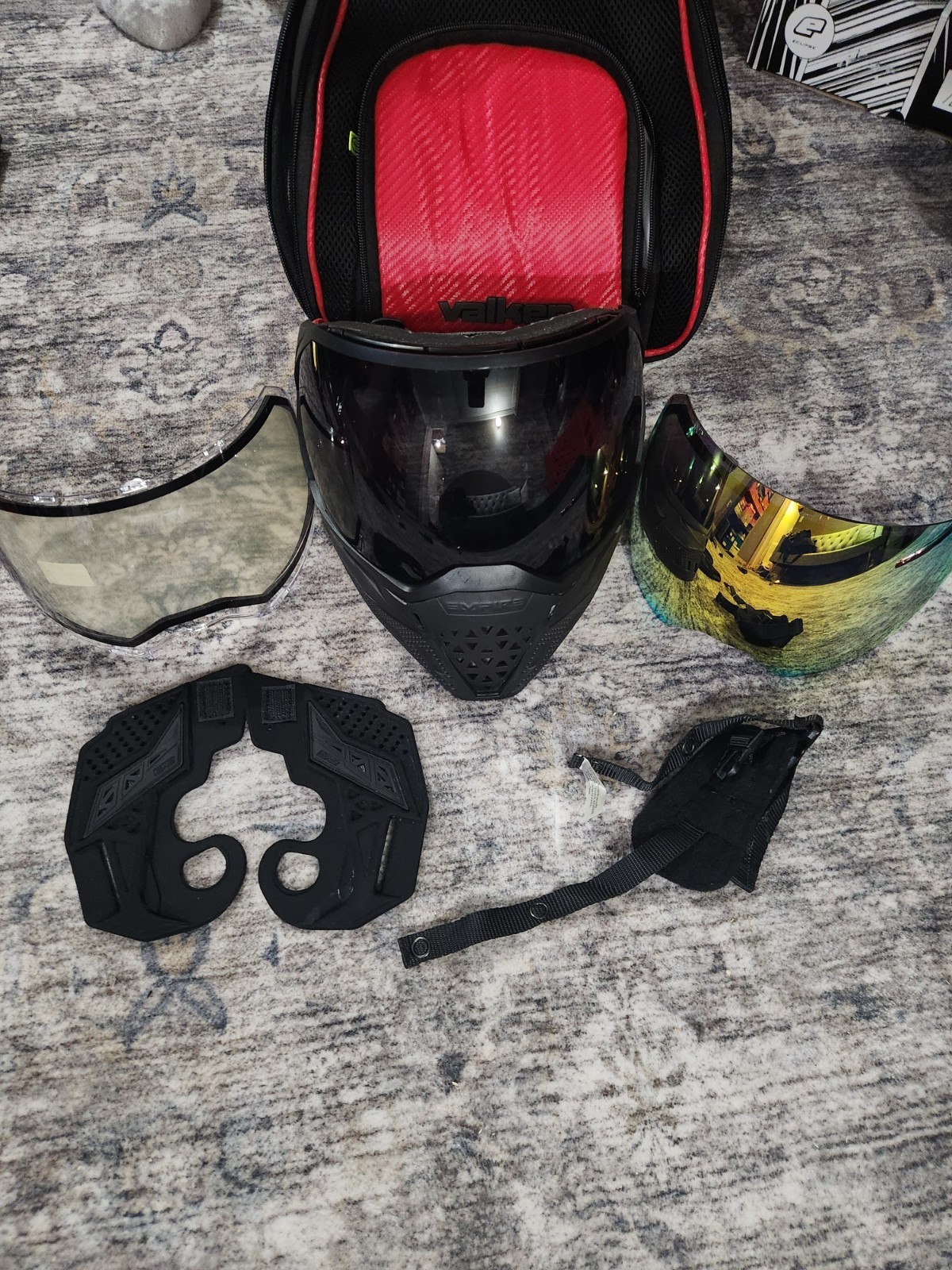 Empire EVS Paintball Mask  Black & Red w/ Extras!