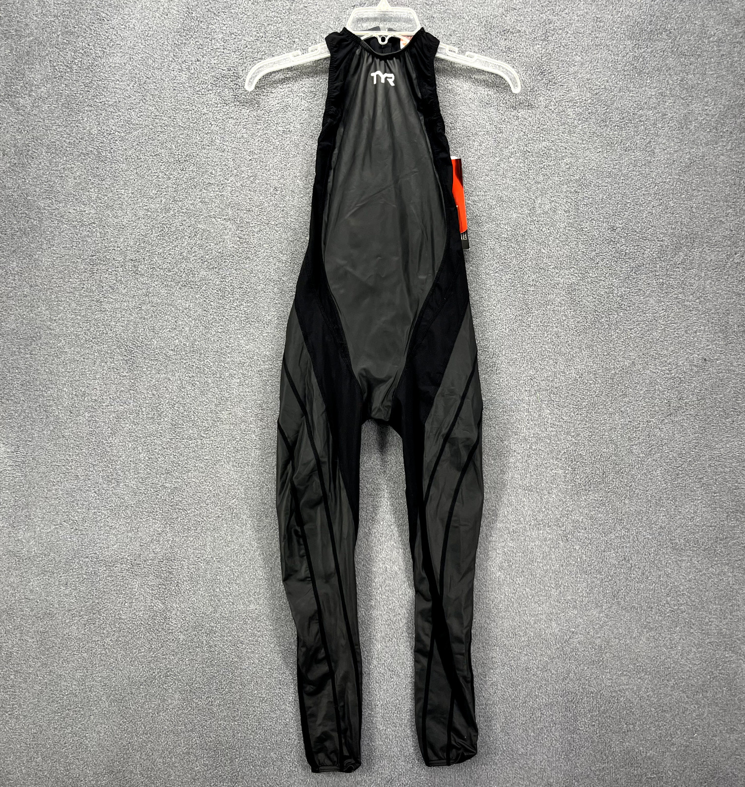 TYR Swim Suit Womens 24 L Black Tracer A7 Zip Back Full Body USA Made FINA New