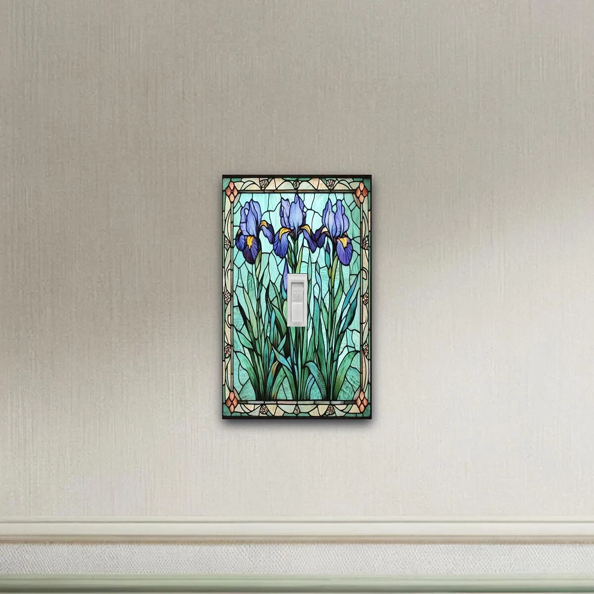 Stained Glass Iris design Light Switch Plate outlet covers rocker toggle