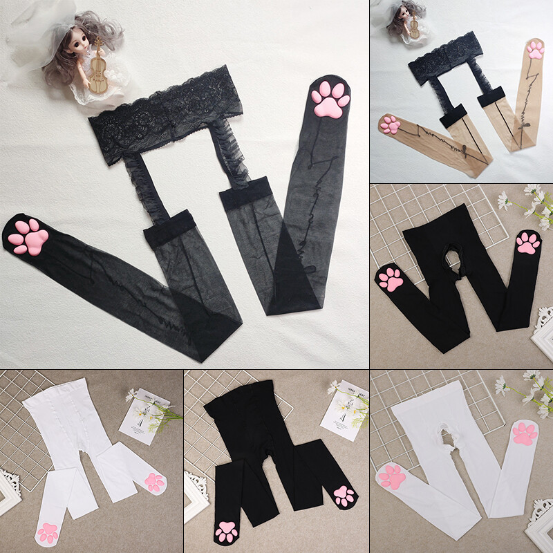 Lolitas Cat Paw Pad Socks Tights Top Pantyhose Thigh High Stockings Cosplay