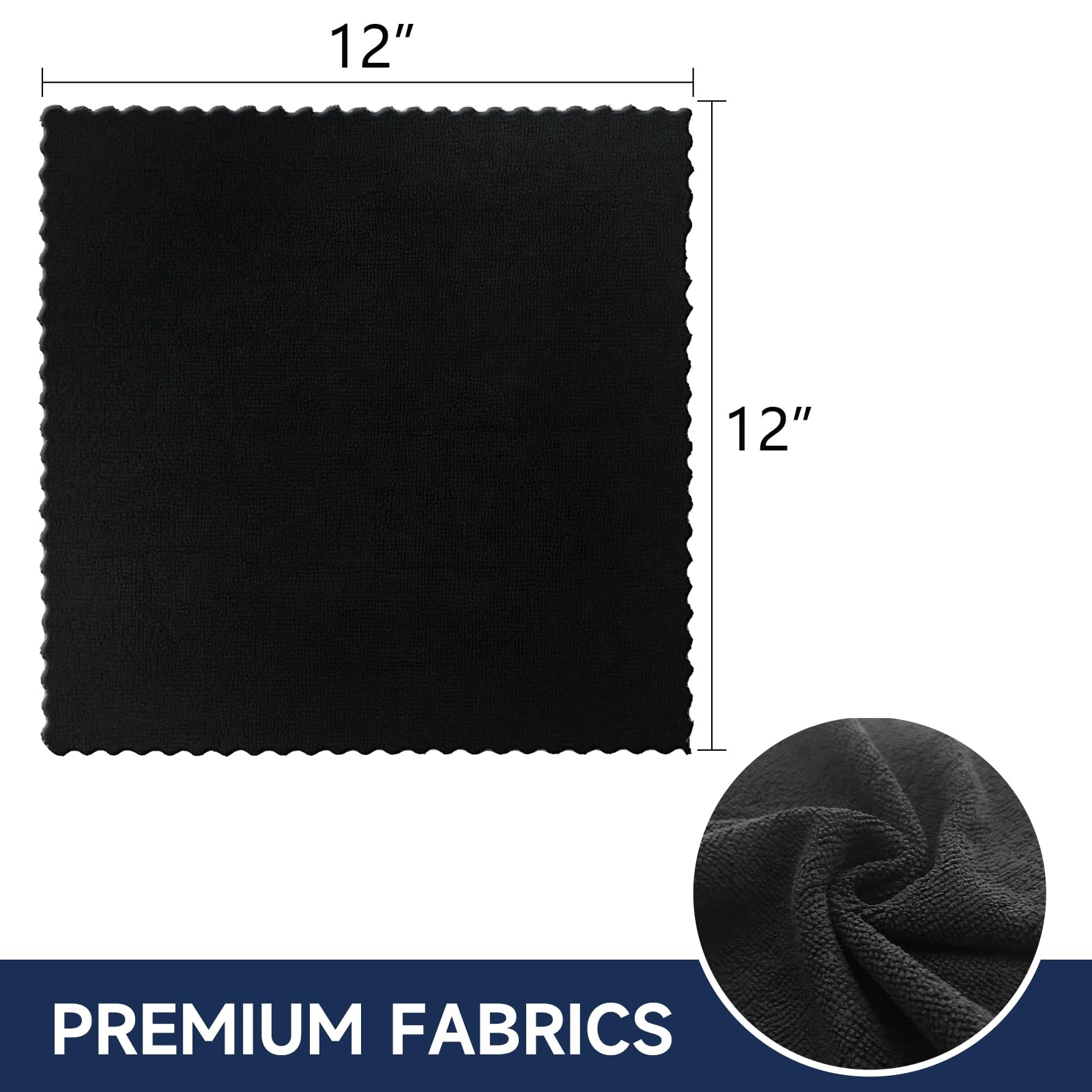 12" x 12" Black Microfiber Cleaning Cloth,40Pack Multi-Purpose Reusable Clean...