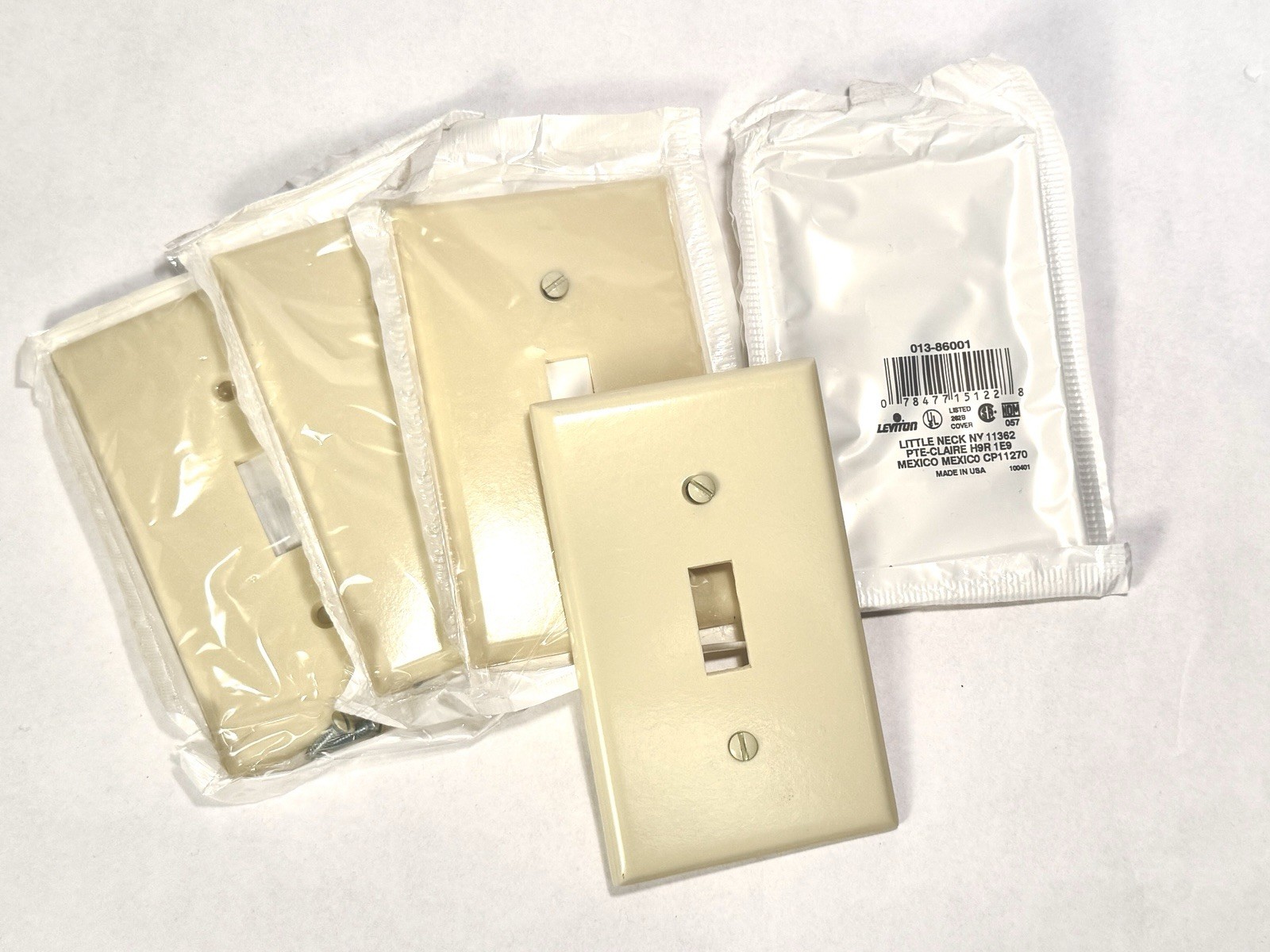 (5 PACK) Leviton 1 Gang 1 Toggle Switch Wallplate Size 631-86001 SHIPS FREE