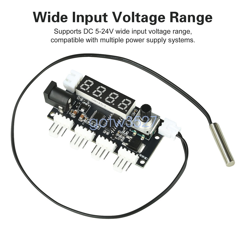 DC5-24V 5A Digital PWM Speed Motor Controller Temperature Control+10K NTC Sensor