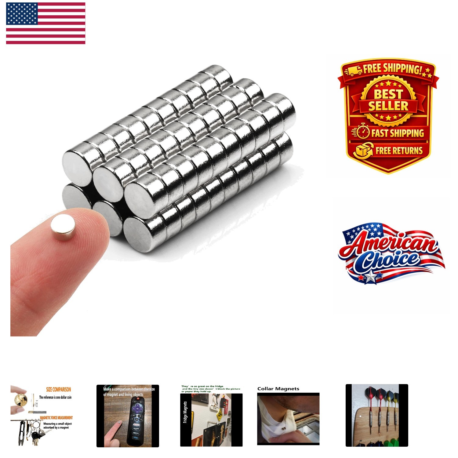 Strong Holding 60pcs Nickel Coated Magnets for Creative Hobbyists & Organizers