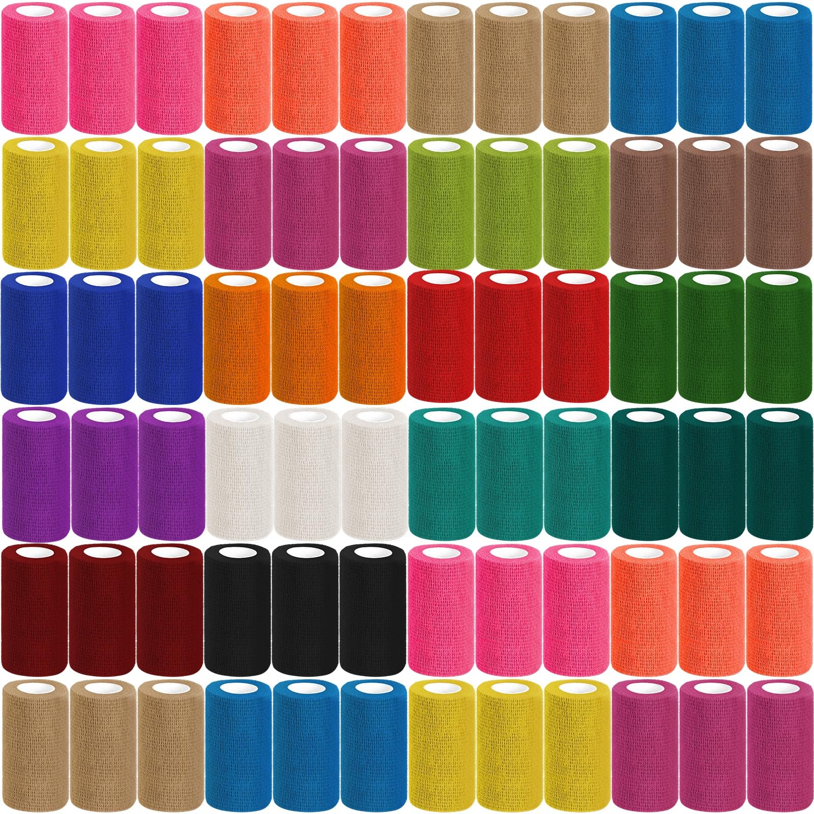 "54 Pack 4""x5Yds Colorful Cohesive Self Adhesive Vet Wrap Bandage Bulk"