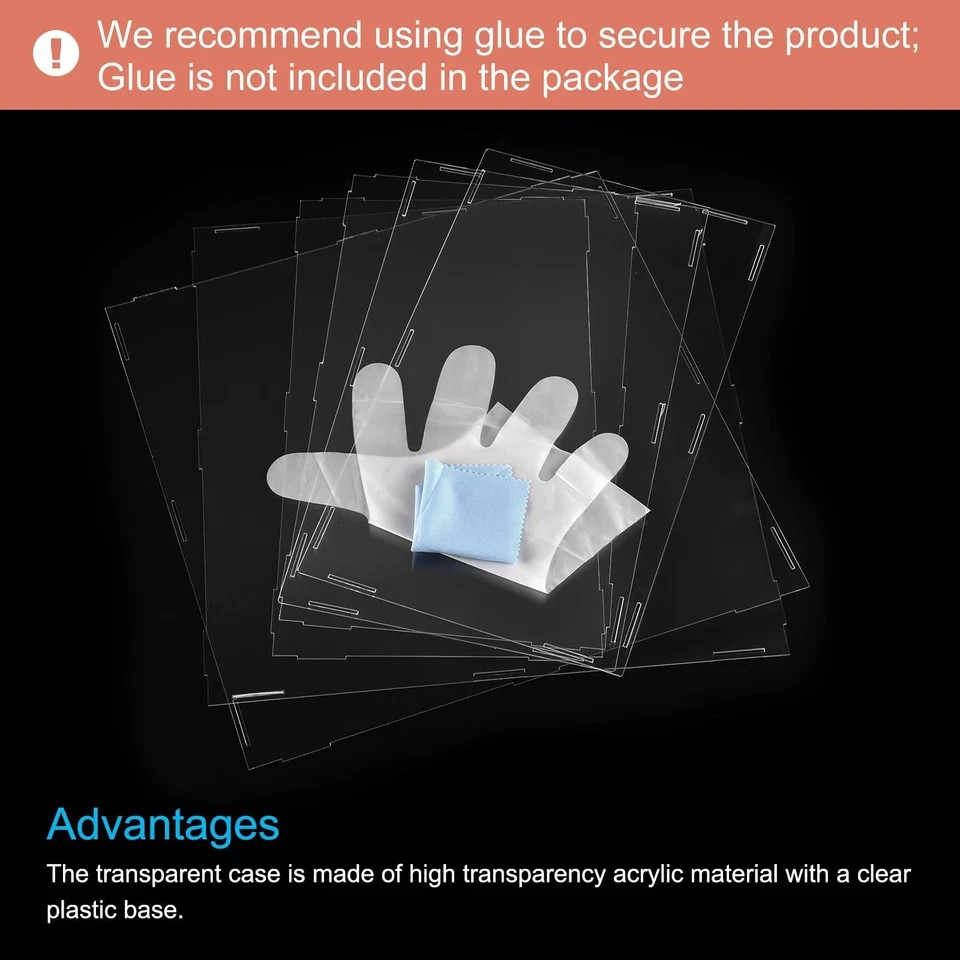 Acrylic Display Case Plastic Box Clear Assemble Dustproof Showcase 14x12.2x4....