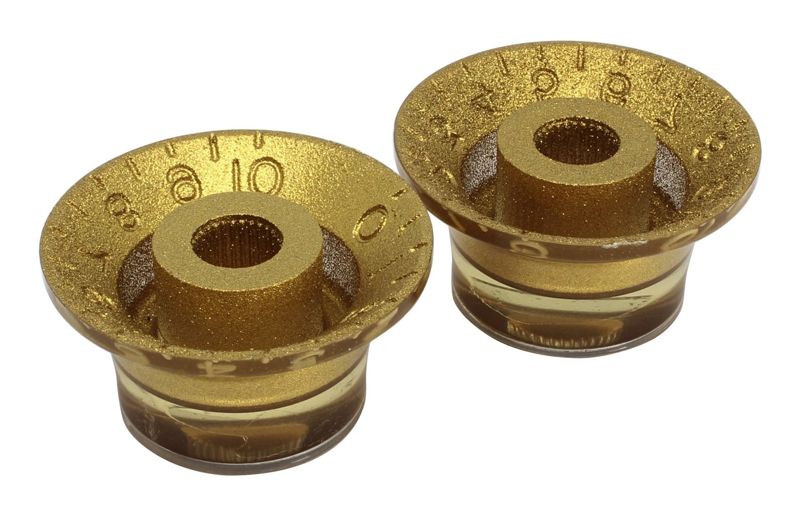 Vintage Correct Bell Hat Knobs Gold with Silver Reflector US Set of 2