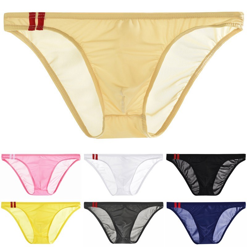 Mens See Through Bulge Pouch Thongs Underwear Breathable Elastic Lingerie Brief