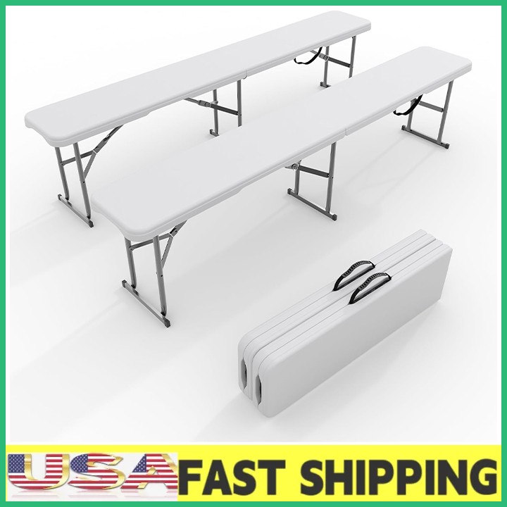 ✨2Pack Portable Folding Bench 6 Foot,Foldable Bench with Carrying Handle Camping
