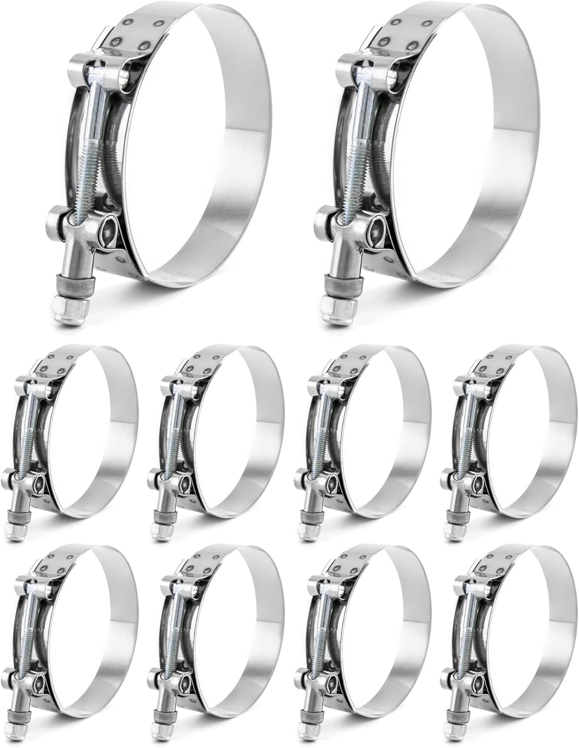 3" T-Bolt Hose Clamp Stainless Steel, 10 Pack Working Range 83mm-91mm for 3" ...