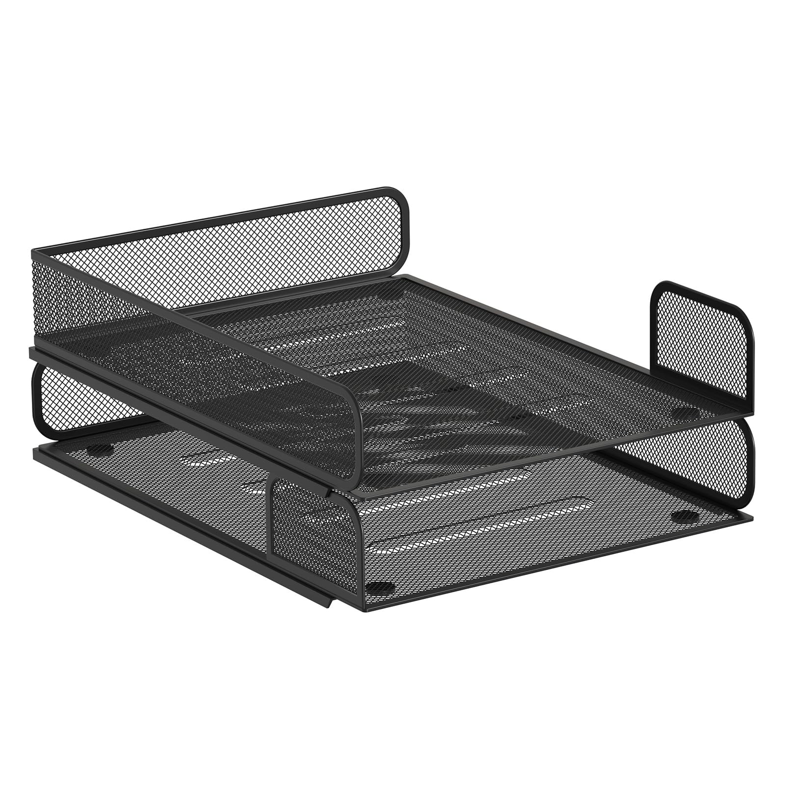 Steel Mesh Side Open Tray for Desk Organizer, 1 or 2 Directions, Stackable, M...