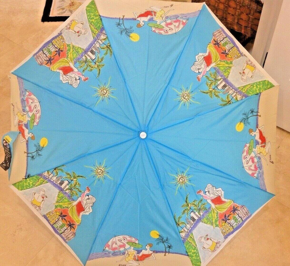 TOTES AUTOMATIC OPEN CLOSE UMBRELLA MIAMI TURQUOISE RETAIL-$28 NWT