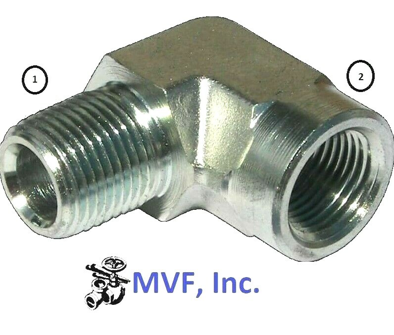 1/2" Male NPTF x 3/8" Female NPTF 90° Elbow Plated Steel Hydraulic 5502-08-06
