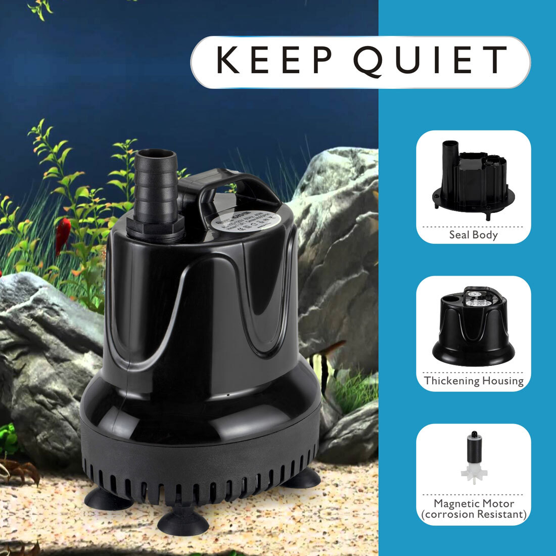 hygger 215/400GPH Submersible Water Pump for Koi Pond Pool Waterfall Fountains
