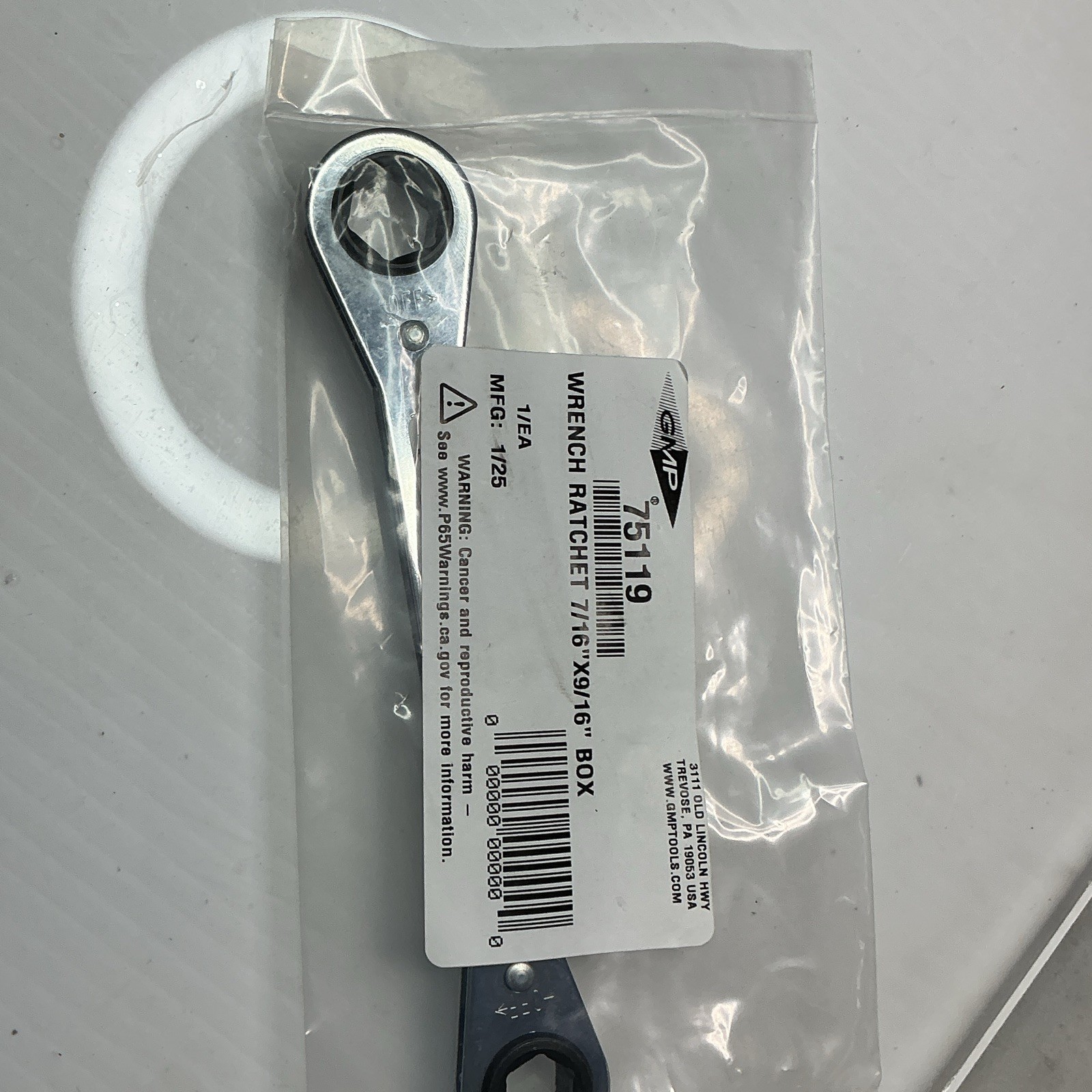 GMP 75119 Ratcheting Box Wrench 7/16” x 9/16” Double End New Sealed