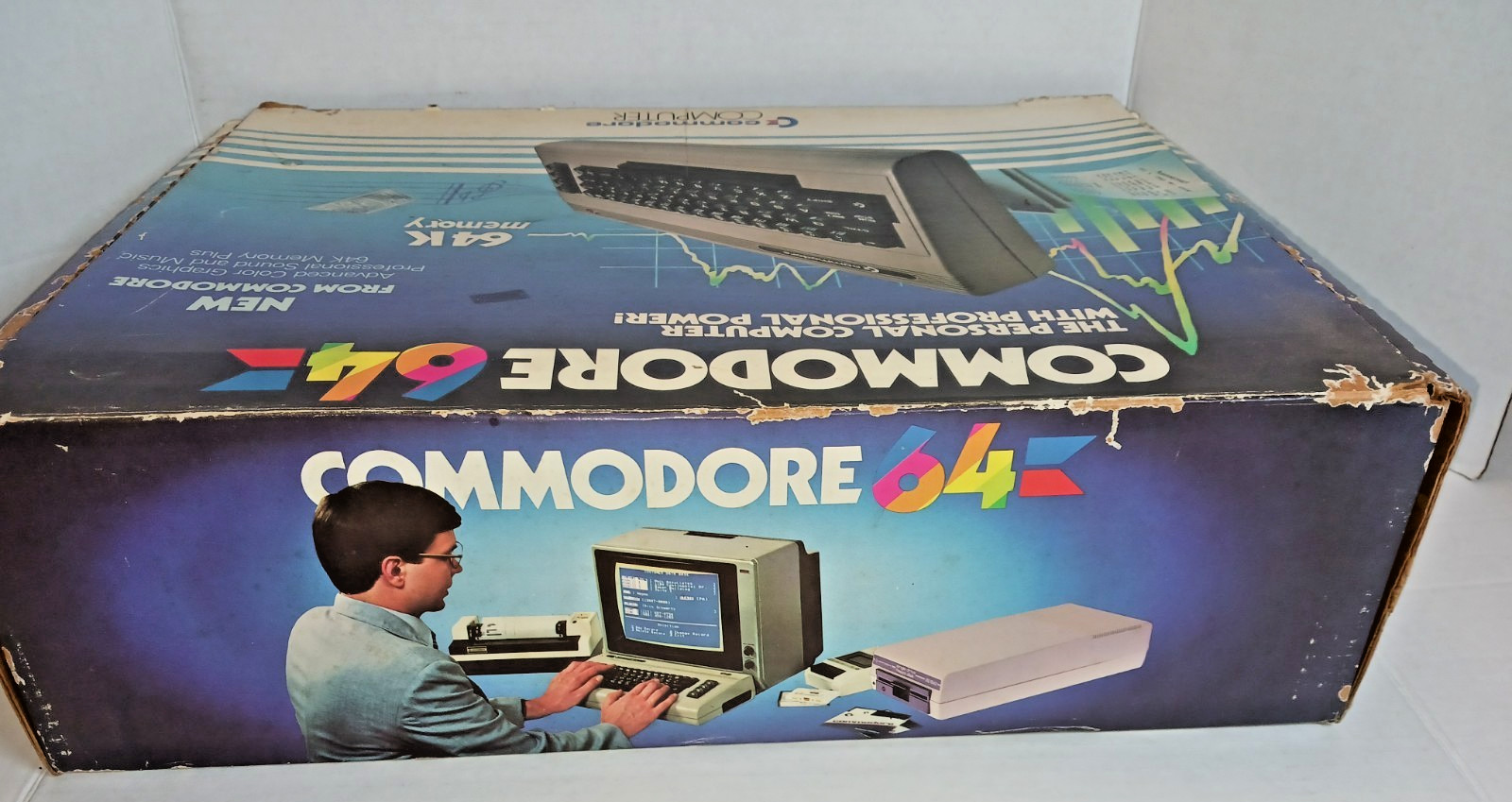 Vintage Commodore 64 Computer With Original Box and Power Supply Powers On