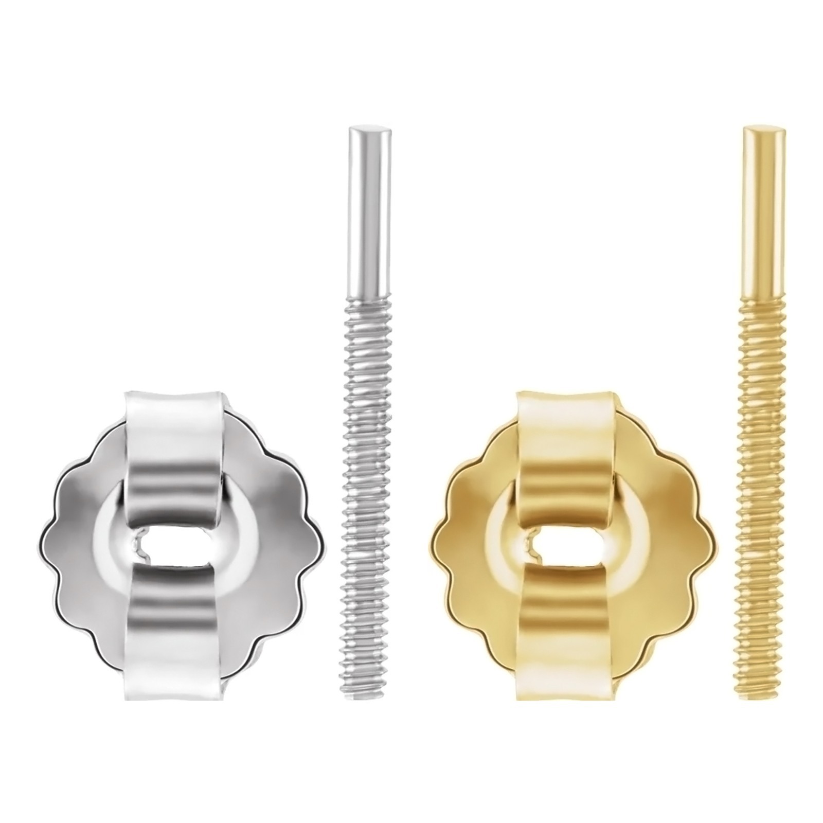 14K Gold Earring Post & Back Set Threaded 5.2 mm OD Push-On/Screw-Off