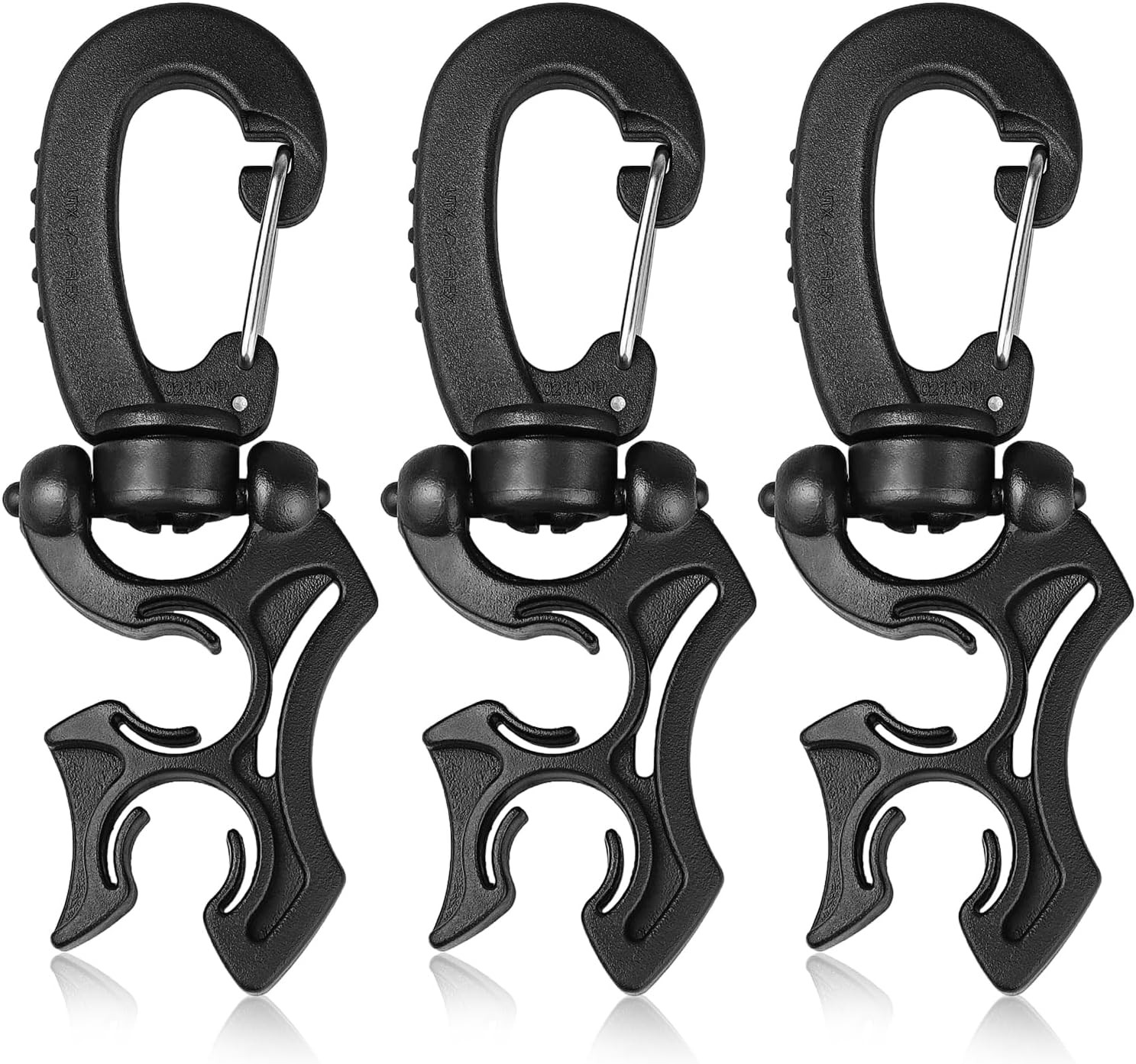 3 Pieces Scuba Hose Holder Clip, Double BCD Hose Diving Clips with Snap Hook Buc