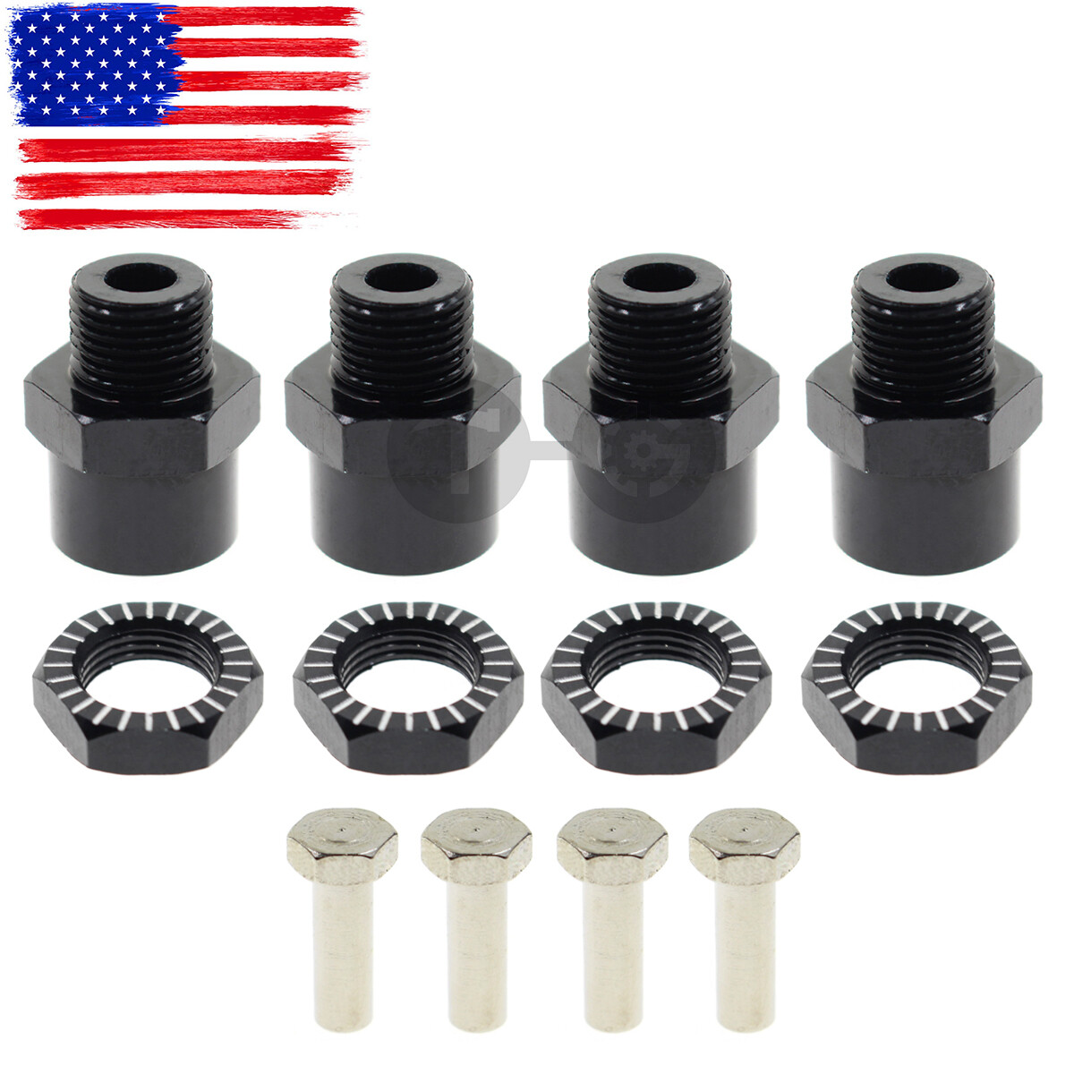 4PCS 12mm to 17mm Aluminum Wheel Hex Hub Adapter Conversion Extension For RC Car