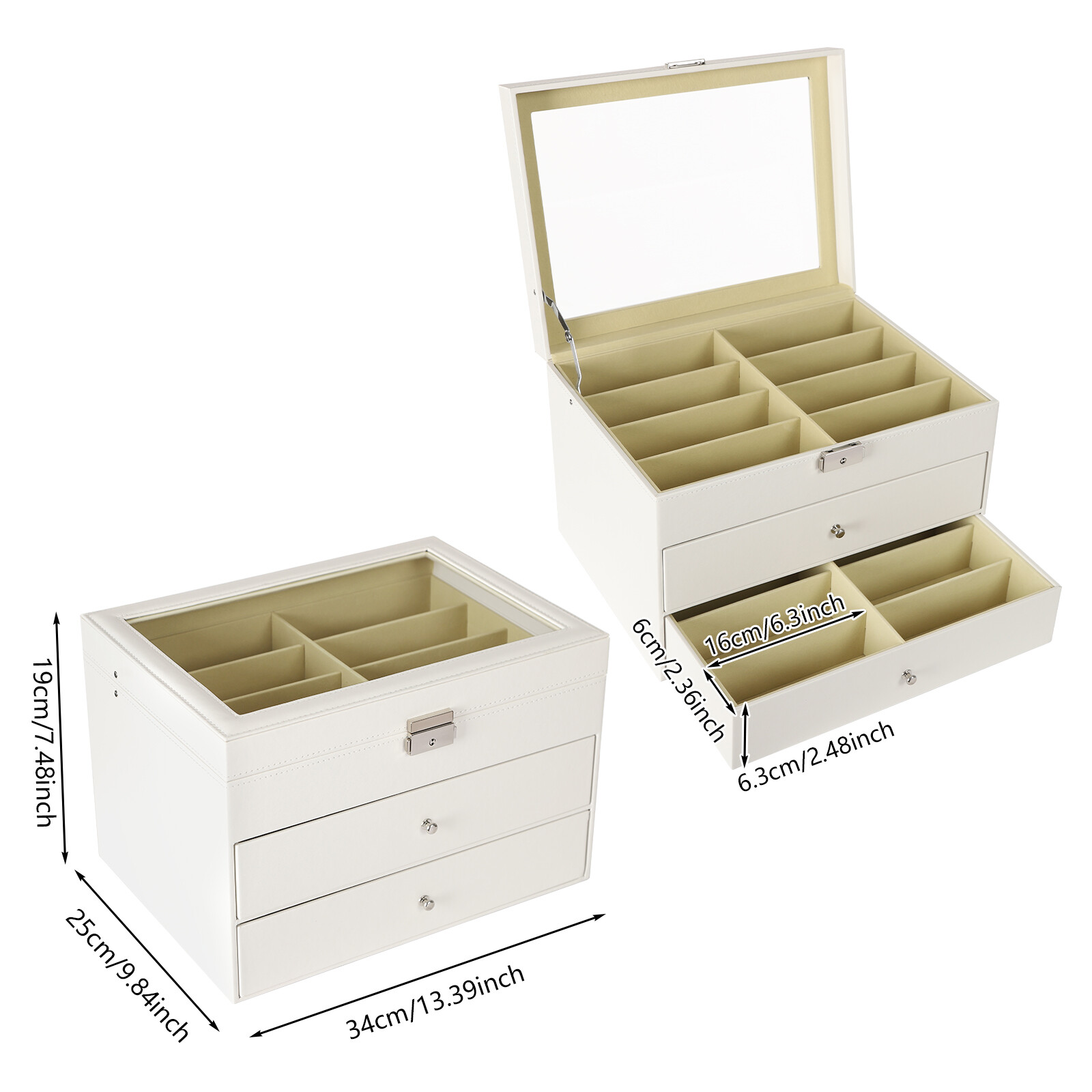 24-Slot Glasses Storage Display Case Organizer For Sunglasses Eyeglass Box