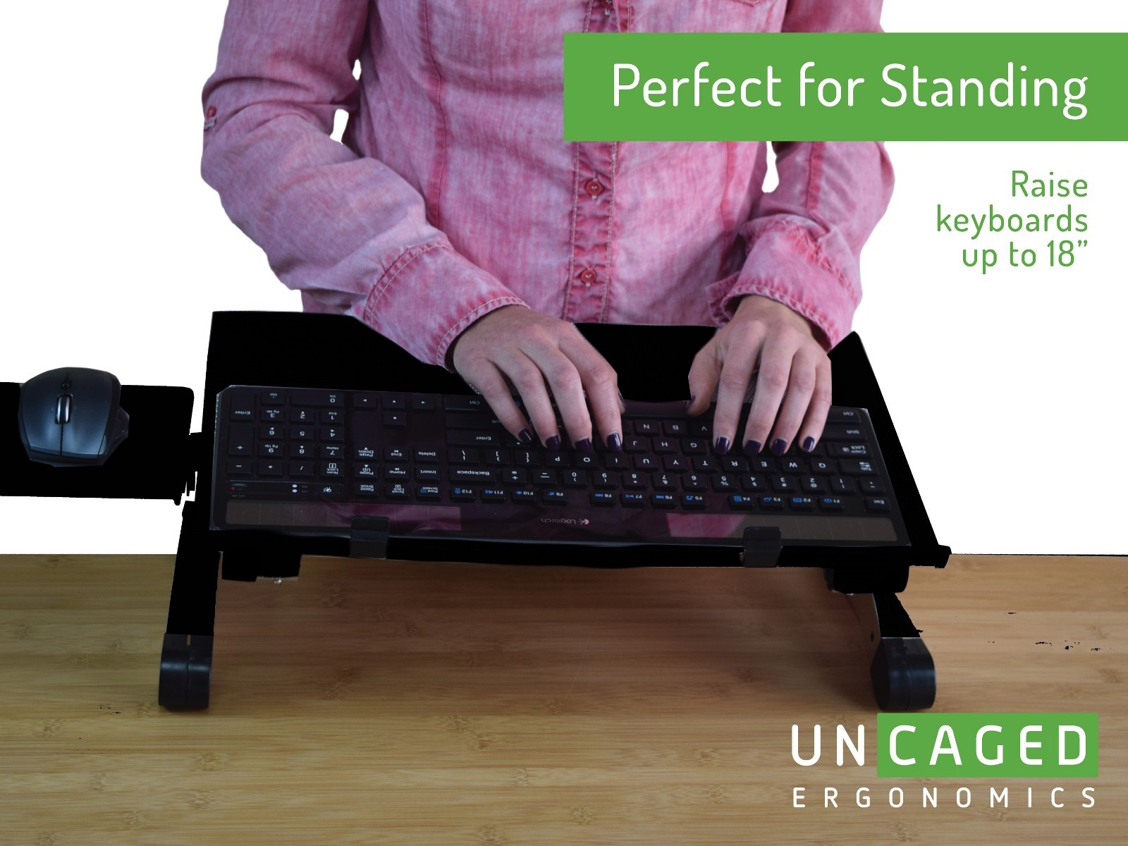 Standing Computer Keyboard Stand Adjustable Height Tilt Ergonomic Riser Raise
