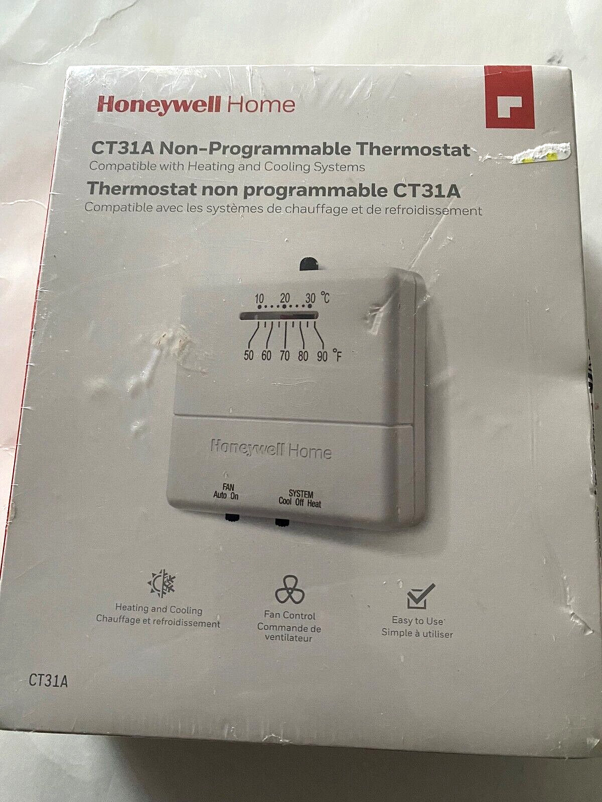 HONEYWELL CT31A NON-PROGRAMMABLE THERMOSTAT 1H/1C SINGLE STAGE HEATING/COOLING