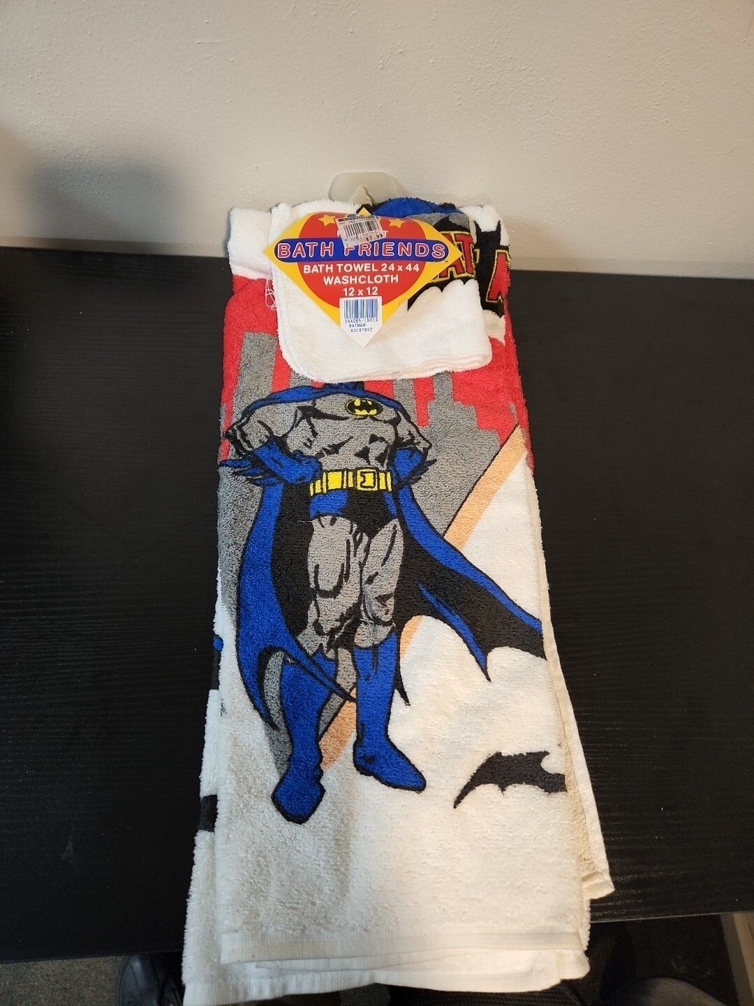 Vintage Batman DC Comics 1989 Bath Friends 2 Piece Bath Towel Washcloth Set NWT